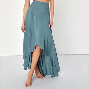 O'Neill Ambrosio Dark Sage Green High-Low Maxi Skirt
